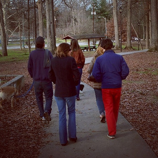 Family walking to park